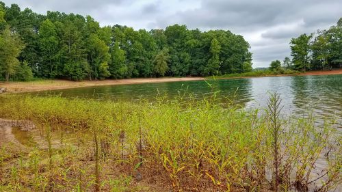 Scenic view of lake against sky