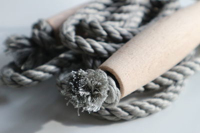 Close-up of rope on table