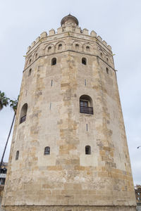 Low angle view of old building against sky