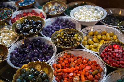 High angle view of fruits on table