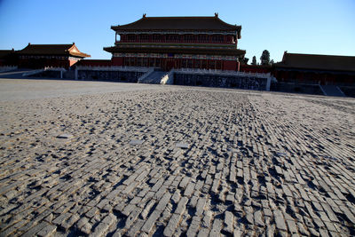 Low angle view of historical building against clear sky