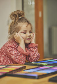 Side view of girl looking away