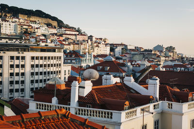 High angle view of townscape against sky