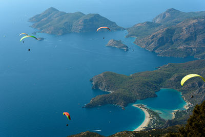 Aerial view of sea and mountain