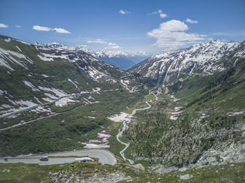 Beautiful landscape of rhone valley from furkapass