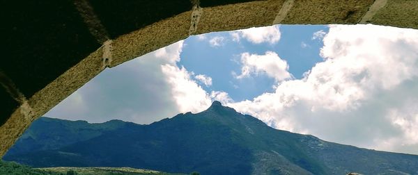 Low angle view of mountains against sky