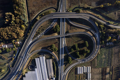 Aerial photographic documentation of a motorway junction taken during the day