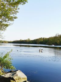 Scenic view of lake against clear sky