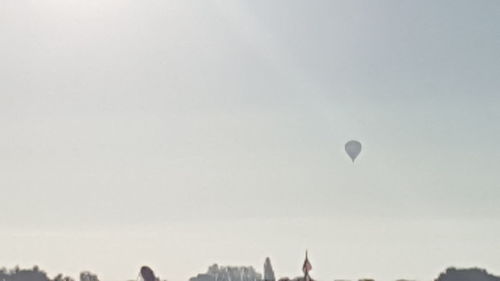 Hot air balloon flying in sky