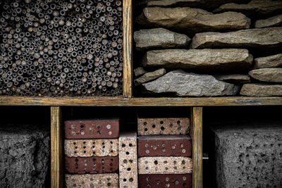 Detail of an insect hotel