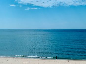 Scenic view of sea against blue sky