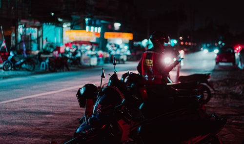 People on street at night