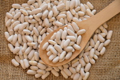 High angle view of beans in container