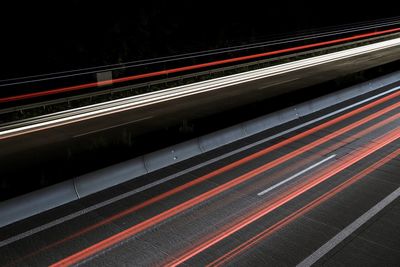 Light trails on road in city