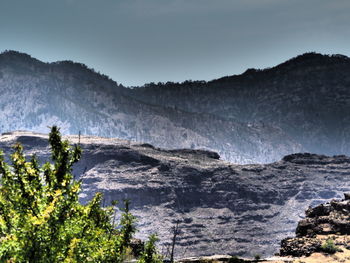 Scenic view of mountains against clear sky