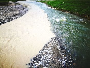 High angle view of beach