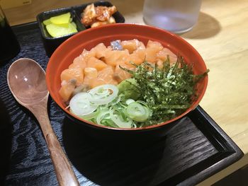 Close-up of food in bowl on table