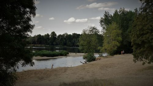 Scenic view of lake against sky