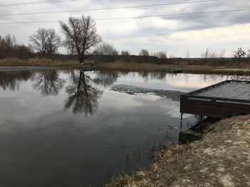 Scenic view of lake against sky