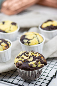 Close-up of cupcakes on table