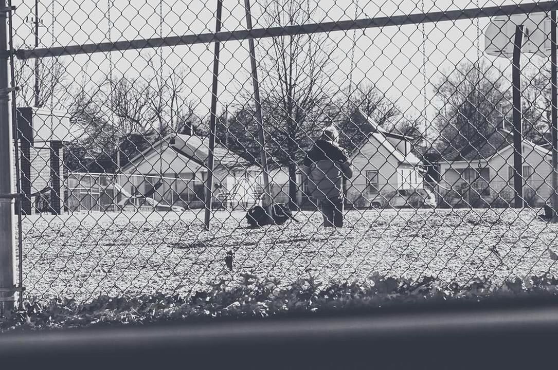 fence, chainlink fence, protection, tree, safety, metal, field, auto post production filter, day, built structure, security, transfer print, architecture, building exterior, outdoors, window, metal grate, no people, railing, nature