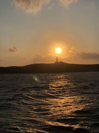 Scenic view of sea against sky during sunset