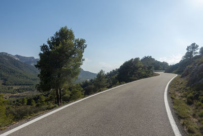 Road amidst trees against sky