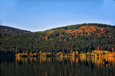Scenic view of lake against clear sky