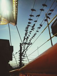 Low angle view of power lines against sky