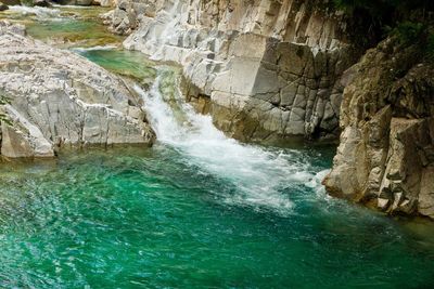 Scenic view of waterfall