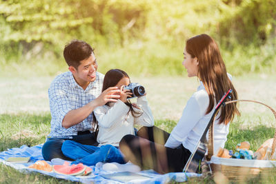 Couple photographing