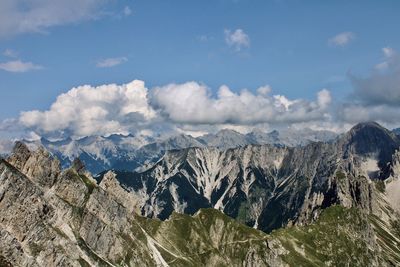 Panoramic view of mountains against sky