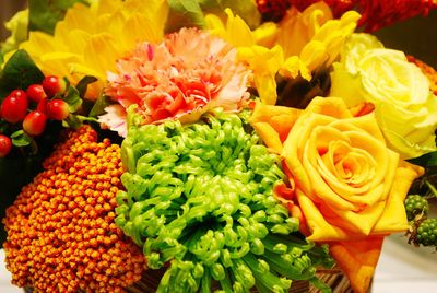 High angle view of rose bouquet