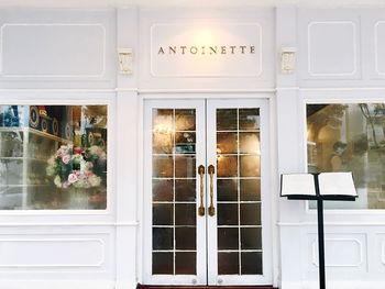 Open door of building