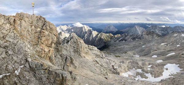 Panoramic view of rocky mountains against sky