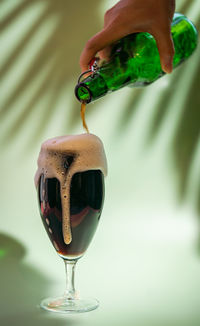 Close-up of wineglass on table