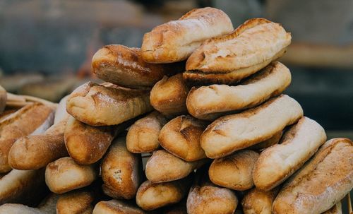 Close-up of breads pile