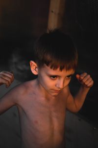 Portrait of shirtless boy