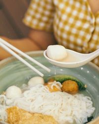 Close-up of soup in bowl