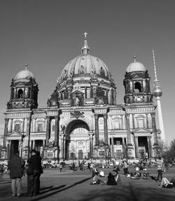 View of tourists in front of church