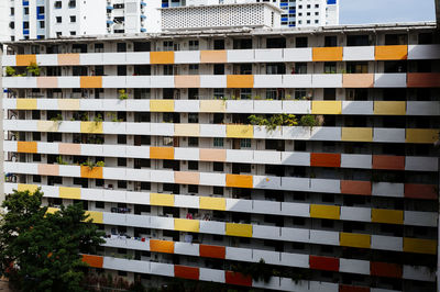 Colorful facade of a public housing apartment block in singapore