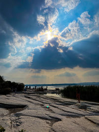 Scenic view of land against sky
