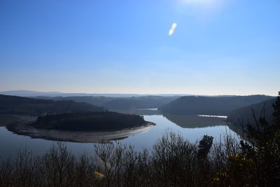 Scenic view of lake against clear sky