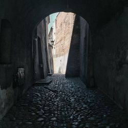 Narrow alley in old tunnel