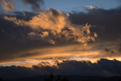 Low angle view of dramatic sky during sunset