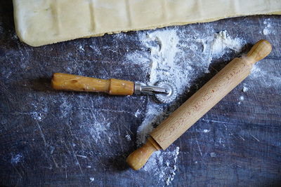 High angle view of cigarette on table