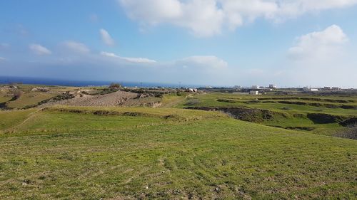 Scenic view of field against sky