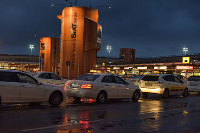 Cars on road at night