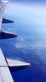 Aerial view of airplane wing