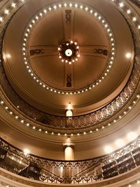 Low angle view of illuminated light bulb